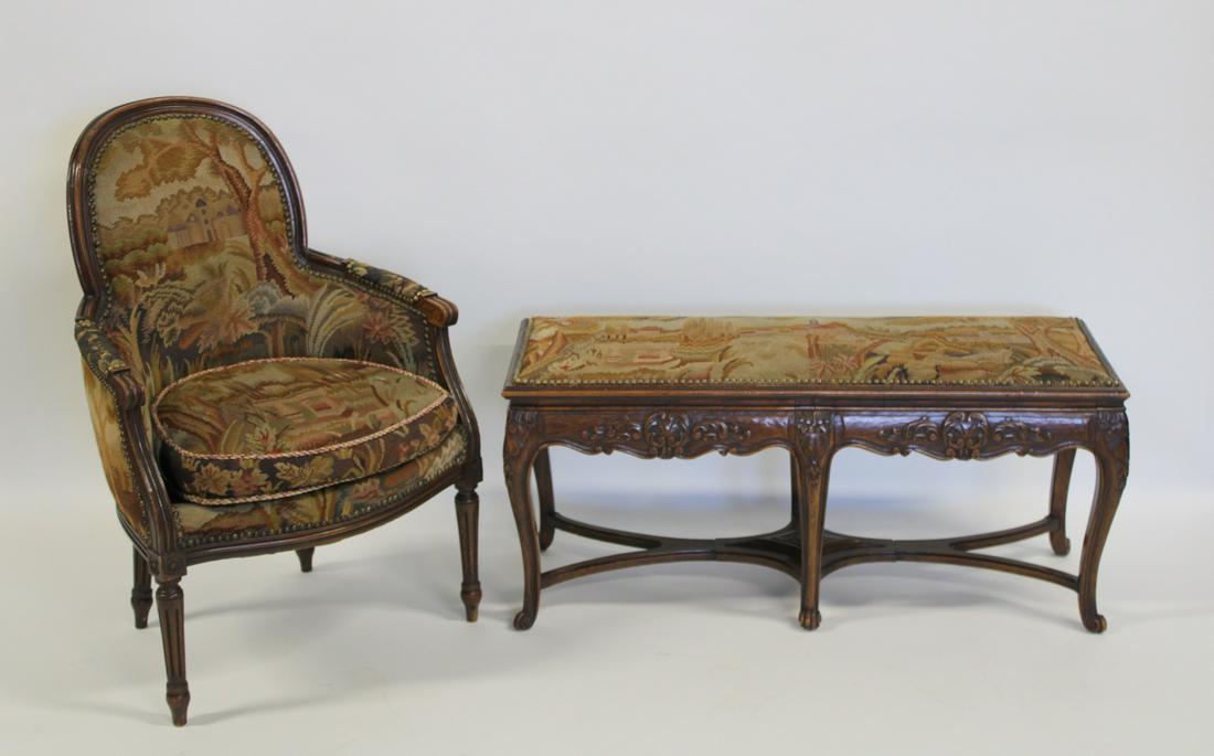 Louis XVI Style Needle Point Chair & Piano Bench. (1 of 16)