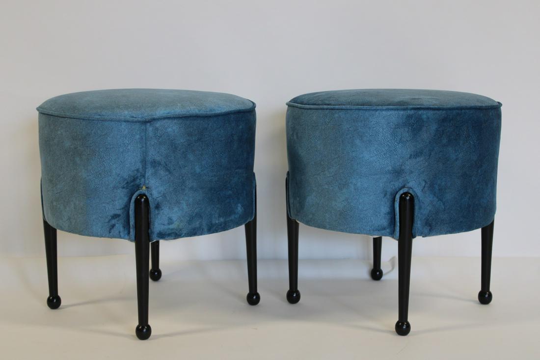A Pair of Upholstered Stools with Ebonised Legs. (1 of 6)