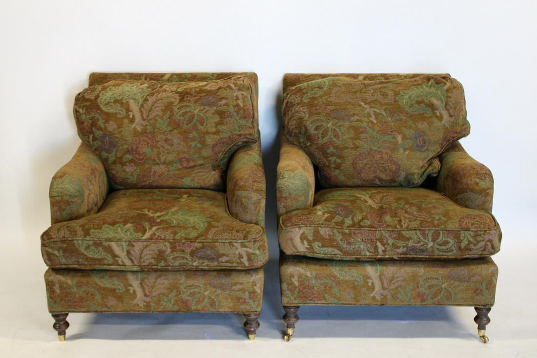 A Pr Of George Smith Style Upholstered Club Chairs (1 of 6)