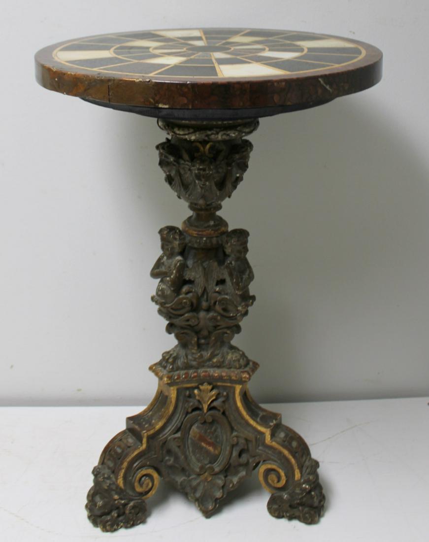 Antique Baroque Carved Italian Marbletop Stand. (1 of 10)