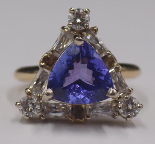 JEWELRY. 14kt Gold, Tanzanite, and Diamond Ring. (1 of 10)