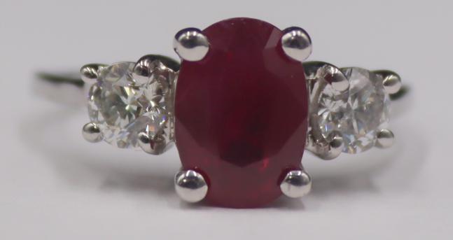 JEWELRY. 14kt Gold, Ruby, and Diamond Ring. (1 of 8)