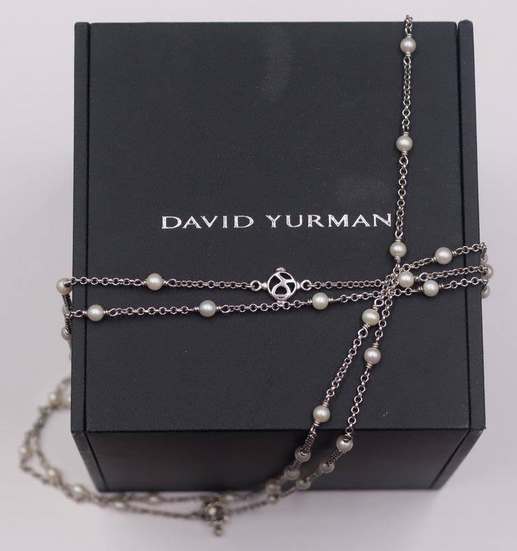 JEWELRY. David Yurman Sterling and Pearl Necklace. (1 of 9)