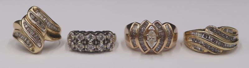 JEWELRY. Grouping of (4) Gold and Diamond Rings. (1 of 10)
