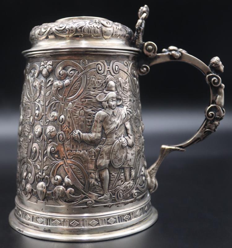 SILVER. Antique Continental Silver Tankard. (1 of 20)