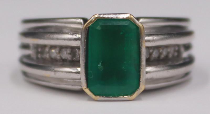 JEWELRY. GIA Colombian Emerald and Diamond Ring. (1 of 9)