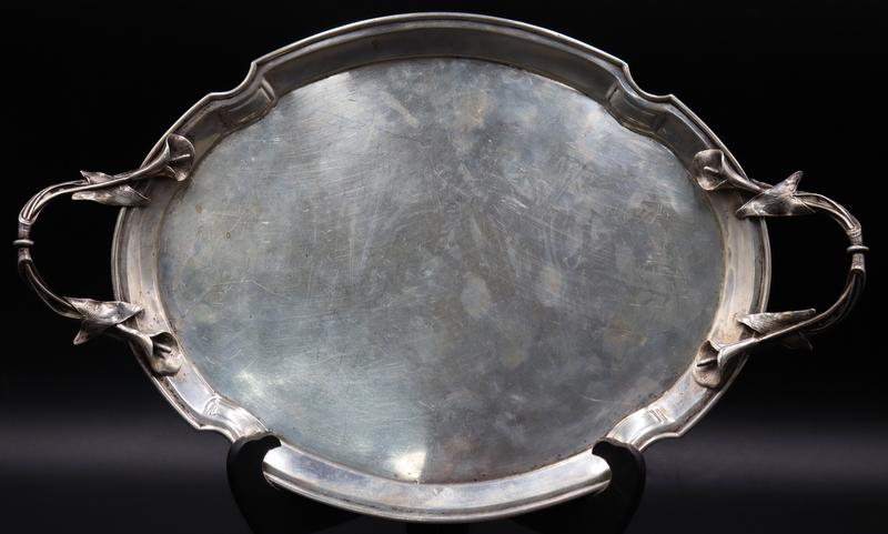 SILVER. German .800 Silver Tray with Floral (1 of 5)