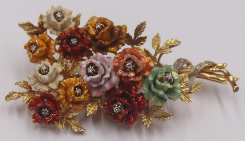 JEWELRY. Italian 18kt Gold, Enamel and Diamond (1 of 9)