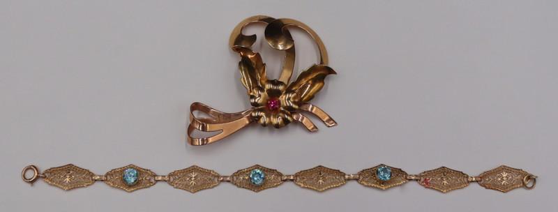 JEWELRY. Retro 14kt and 10kt Gold Jewelry Grouping (1 of 10)