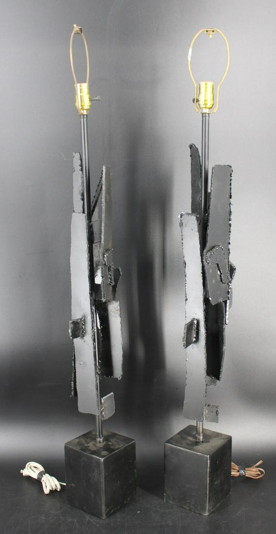 Pair of Brutalist  Metal Table Lamps (1 of 5)