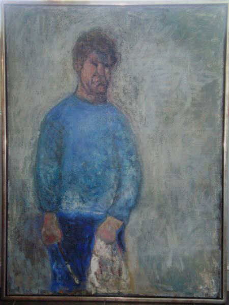 BRODIE,Gandy. 1965 O/C Self-Portrait of the Artist: With Obelisk Gallery, Boston label verso. Gandy Brodie, American, 1925-1975. From a Rye home. Dimensions: 51.5" x 38.5." Condition: Good.