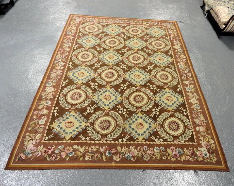 Large Needlepoint Carpet.: Possibly by Stark. From a Scarsdale home. Dimensions: 12' 4" x 9' 3."
