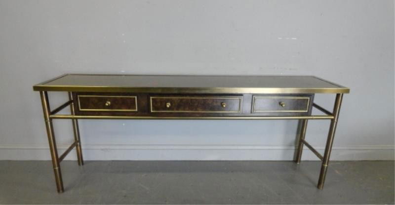Midcentury Gilt Metal 3 Drawer Server.: Possibly by Mastercraft. From an East Village NYC estate. Dimensions: 72" wide x 18" deep x 28.25" high.