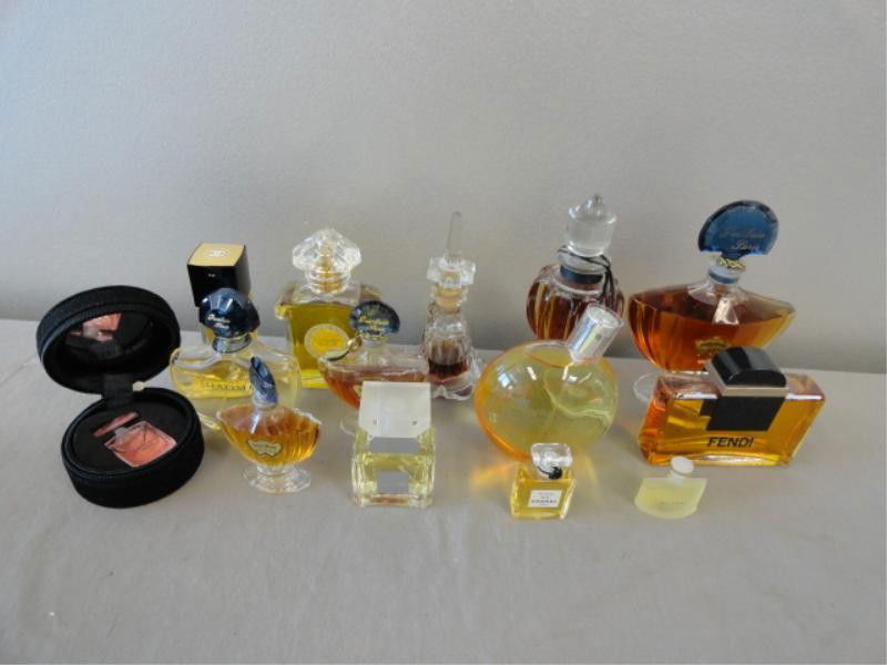 Assorted Perfume Bottles Including Chanel, Fendi.: From a 510 Park Avenue NYC estate. Dimensions: Range in height from 1.5"-6.25".