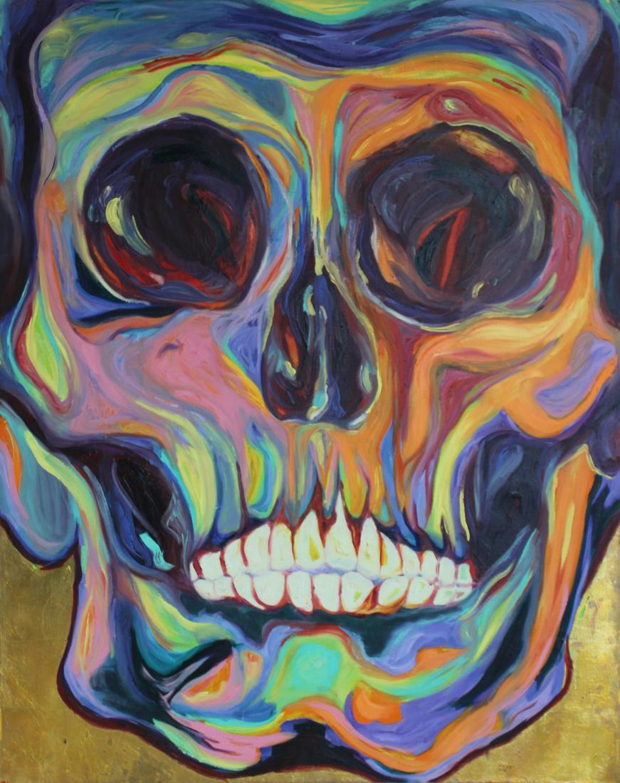 Baranna. Oil On Canvas. Fauvist Skull.: Signed to verso. From a New York collector. - Dimensions: 54.5" h x 42.35" w.