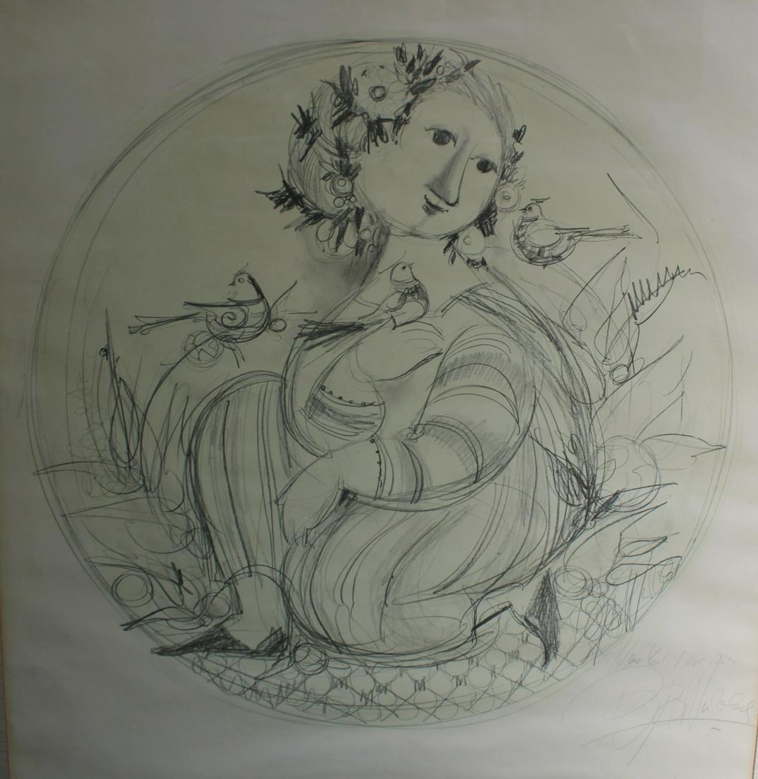 Bjorn Wiinblad (Danish, 1918-2006).: Poster. Signed to lower right in pencil. From a New Jersey estate. - Dimensions: 26" h x 24" w. Frame: 34" h x 33" w.