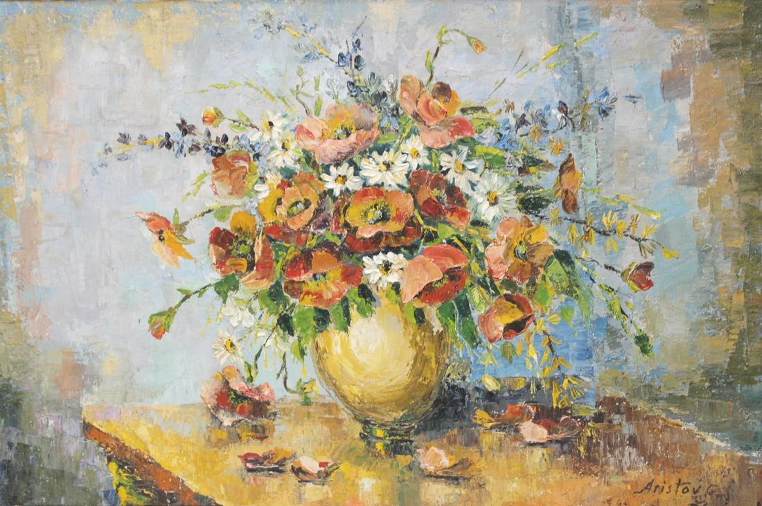 Aristov G. Signed Oil On Canvas Still Life. (1 of 5)