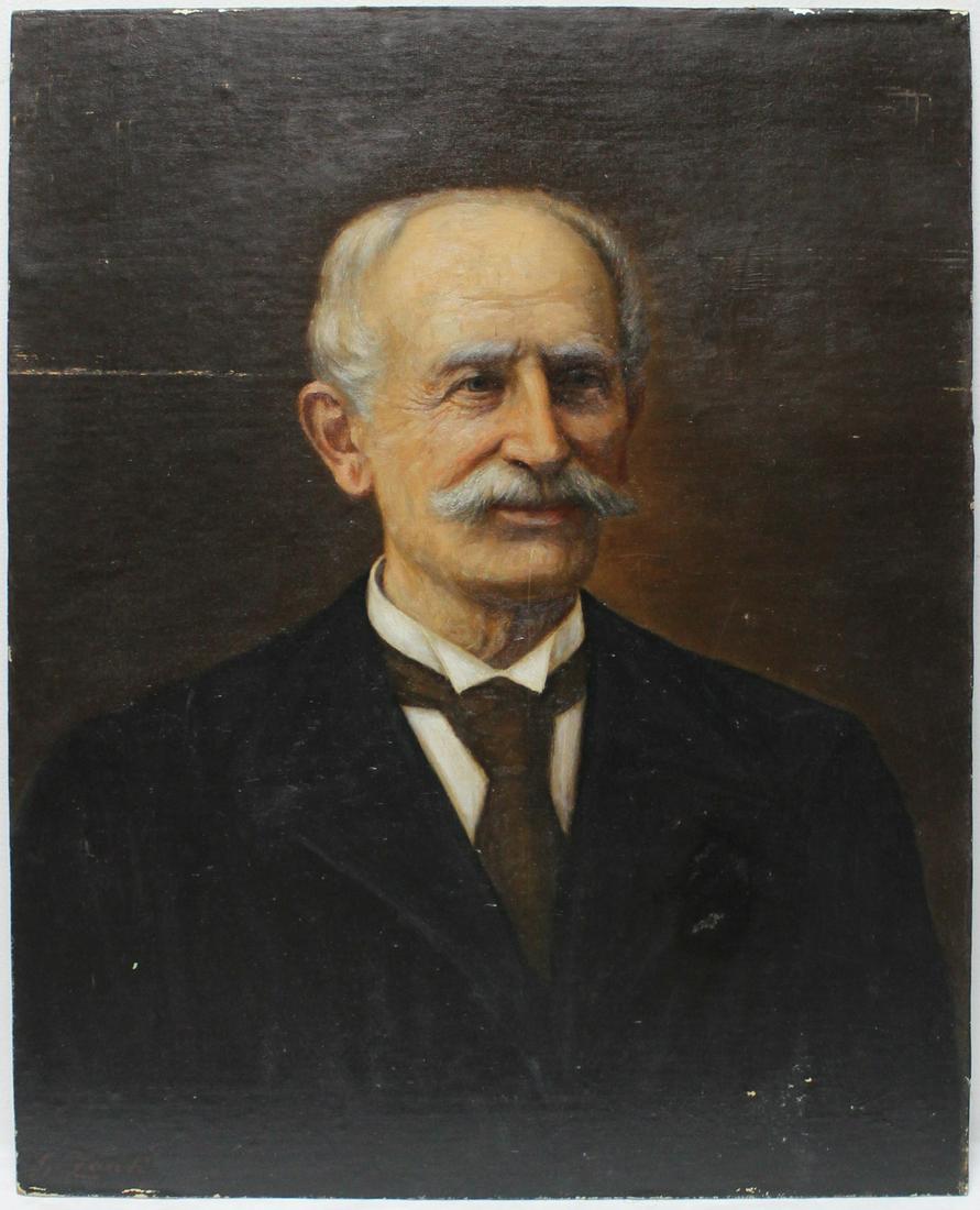 GUSTAV ZAAK (GERMAN, 1845-1904).: Oil on Canvas on Board. Portrait of a man. Signed to lower left. From a Bronxville, NY estate. - Dimensions: 25.5" h x 20.5 w.