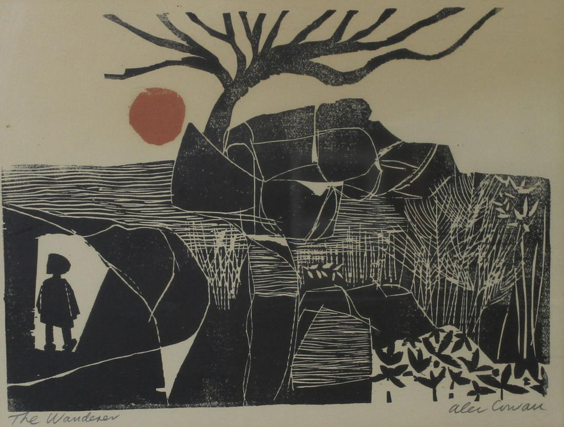 ALEX ANWAN? SIGNED WOODBLOCK PRINT. (1 of 3)