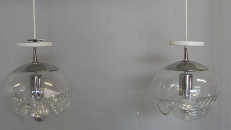 Pair of KOCH & LOWEY Pendant Lamps.: From a Teaneck, NJ estate. Dimensions: Approx. 9" dia. x 9.5" high.