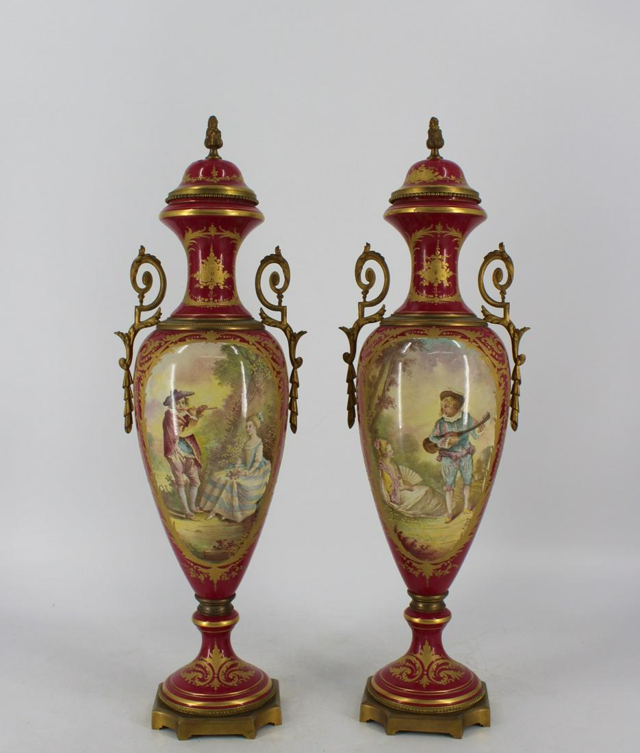 A Pair Of Sevres Hand Painted Bronze Mounted (1 of 11)