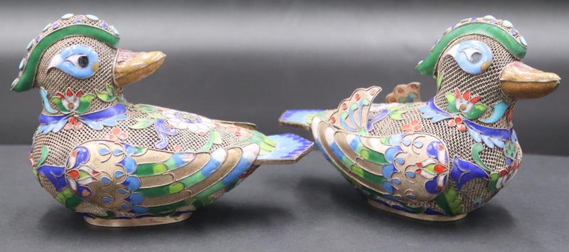 SILVER. Pair of Chinese? Silver Enamel Decorated (1 of 10)
