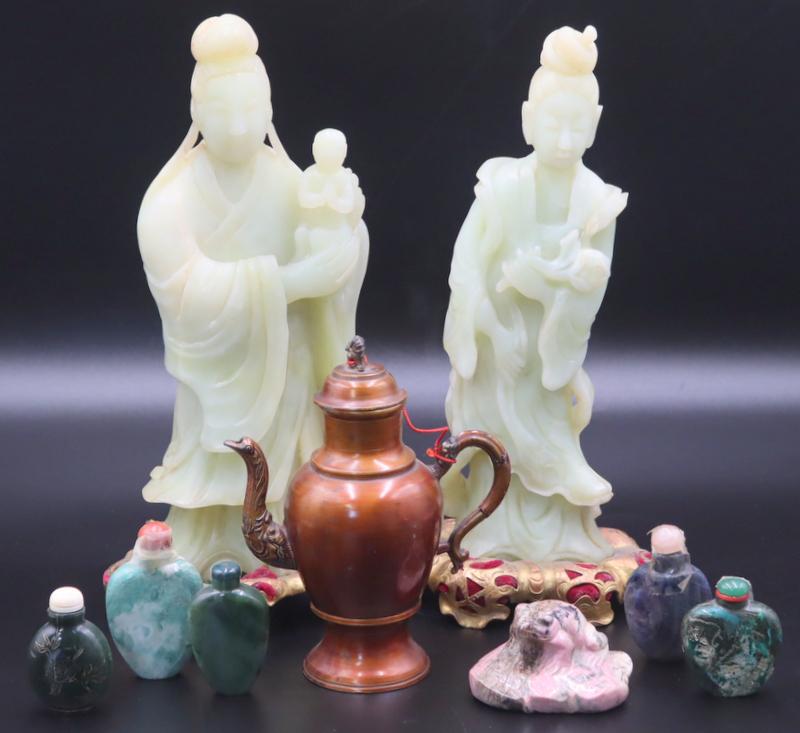 Assorted Jade, Hardstone, and Pewter Grouping. (1 of 16)