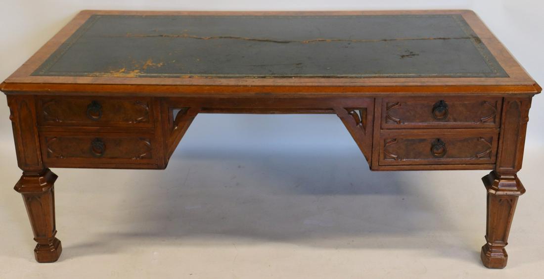 GREGORY & CO. Burr Walnut Leathertop Partners Desk (1 of 14)
