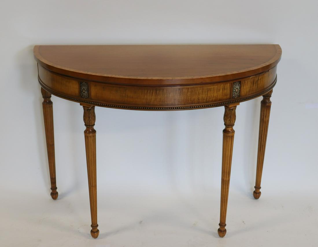 Vintage Sheraton Style Mahogany Banded Demilune (1 of 6)