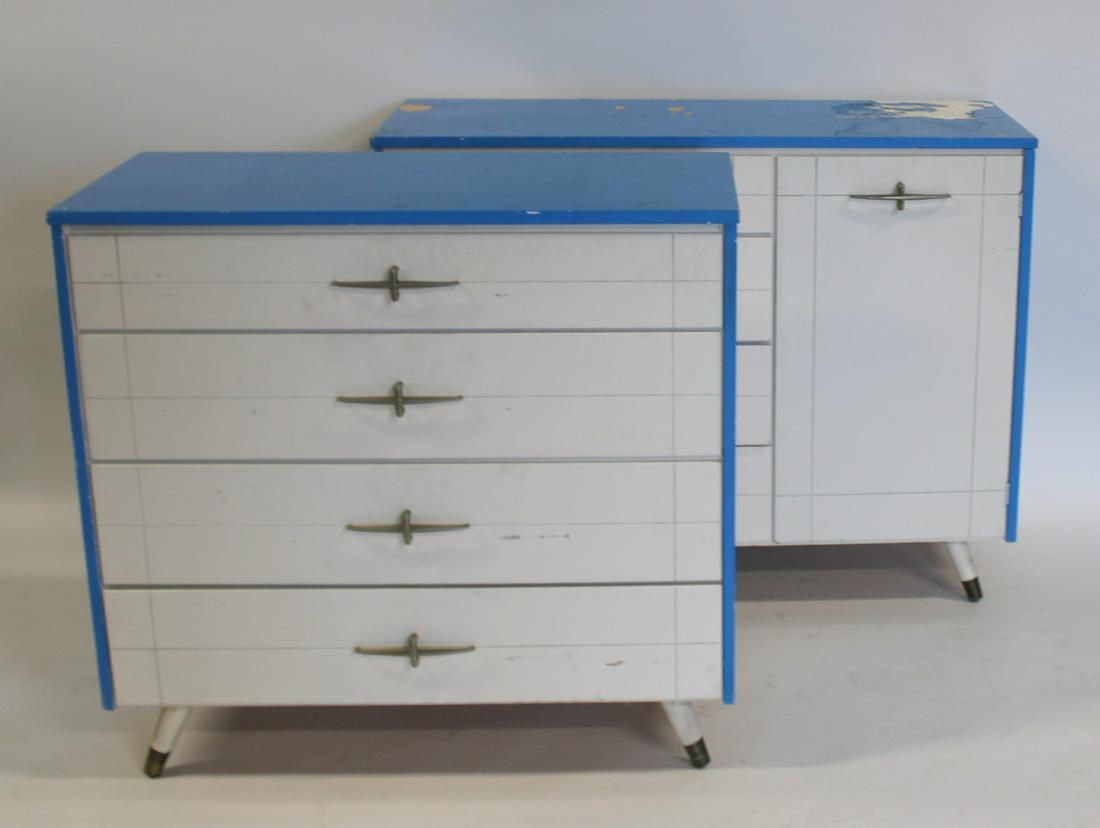 Pair Little Folk Mid Century Painted Cabinets (1 of 9)