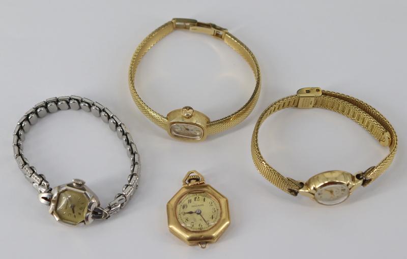 JEWELERY. Grouping of (3) ladies 14kt Gold Watches (1 of 17)