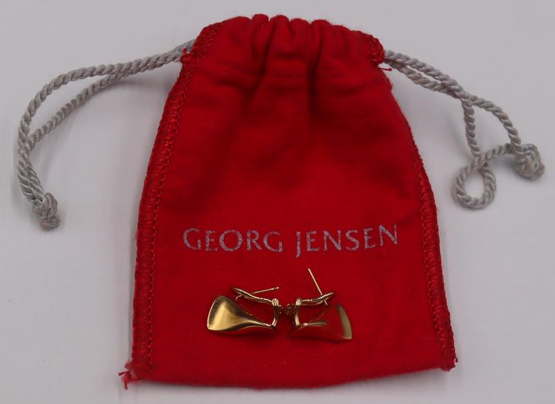 JEWELRY. Pair of Georg Jensen 18kt Gold Ear Clips. (1 of 9)