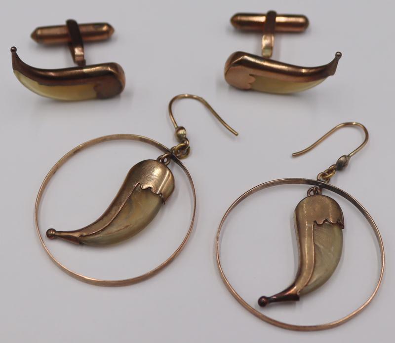 JEWELRY. 9ct Gold Mounted Tiger's Claw Jewelry. (1 of 10)