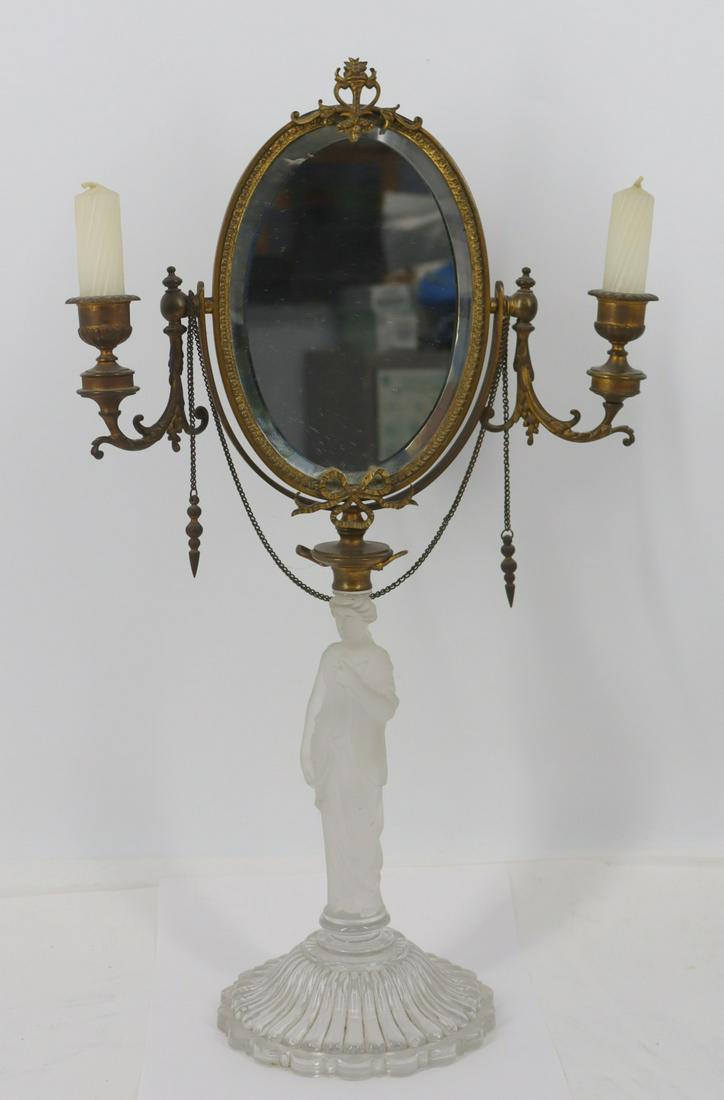 Antique Lalique Style Figural Mirror. (1 of 8)