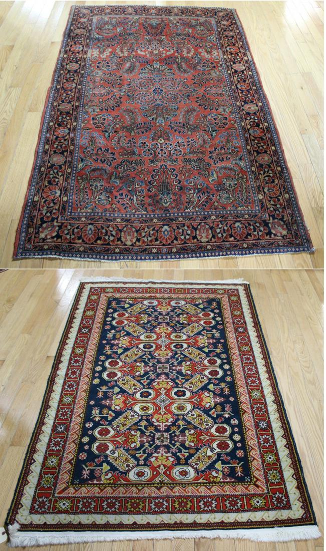 1 Antique Kazak Style and 1 Antique Sarouk Carpet. (1 of 12)