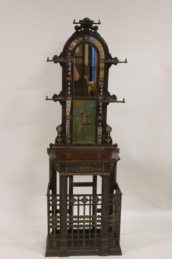 Antique Cast Iron Mirror Back Hall Tree. (1 of 10)