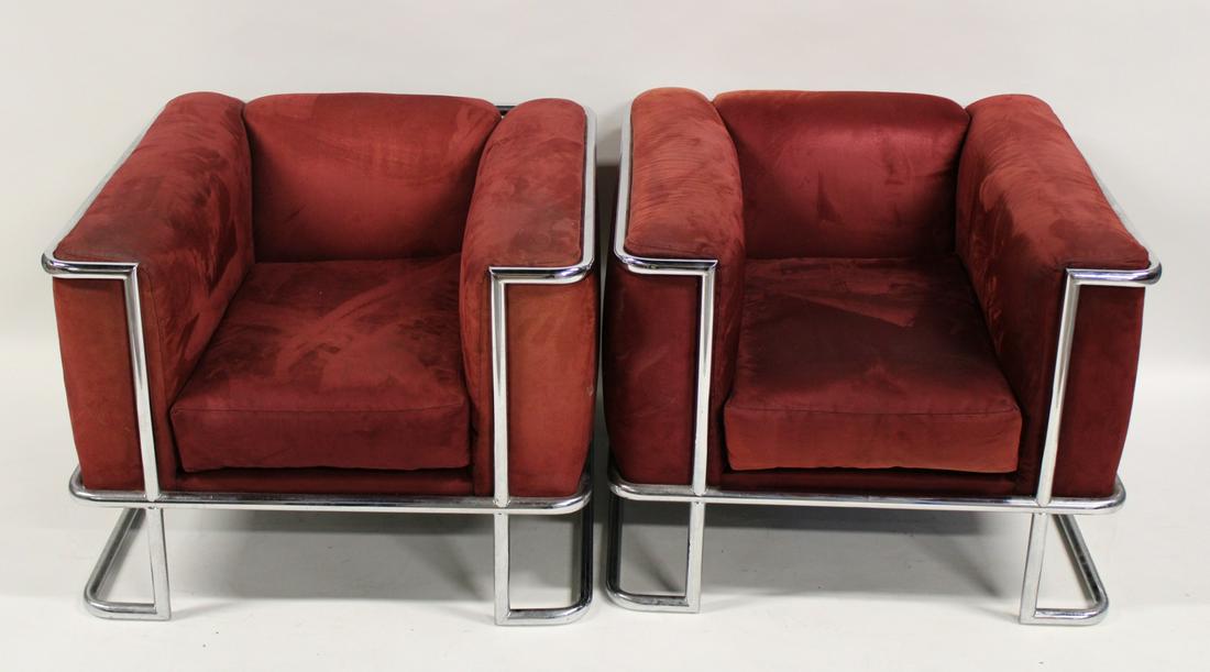Midcentury Pair Of Corbusier Style Chairs. (1 of 7)