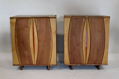 ARTHUR ESPENET CARPENTER. Pair Of 2 Door: Cabinets. A rare pair. Circa 1970. Signed on interior. From a Scarsdale, NY estate. - Dimensions: 33" x 27" x 18"