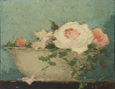 DIETZ EDZARD (GERMAN, 1893-1963).: Floral still life. Oil on canvas. Signed lower right. From a Hollis, Queens, NY estate collection. - Dimensions: 8.5" h x 10.5" w.