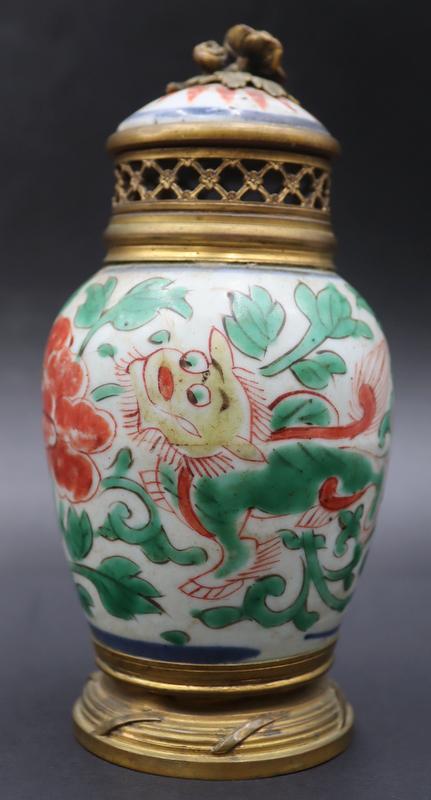 17th C Chinese Wucai Bronze Mounted Vase. (1 of 13)