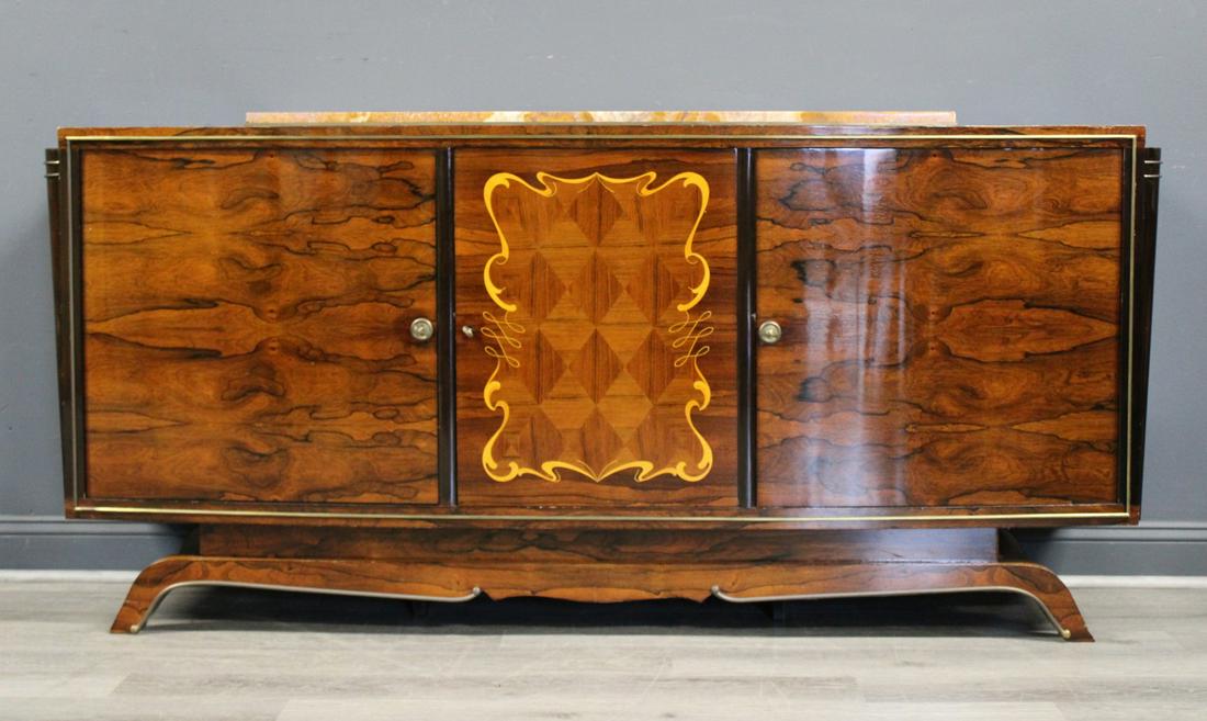 JULES LELEU Style Deco Inlaid Marbletop Server (1 of 5)