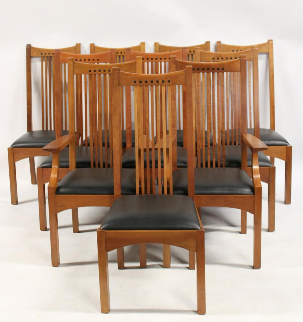 10 Stickley Audi Cherry Wood Chairs. (1 of 11)
