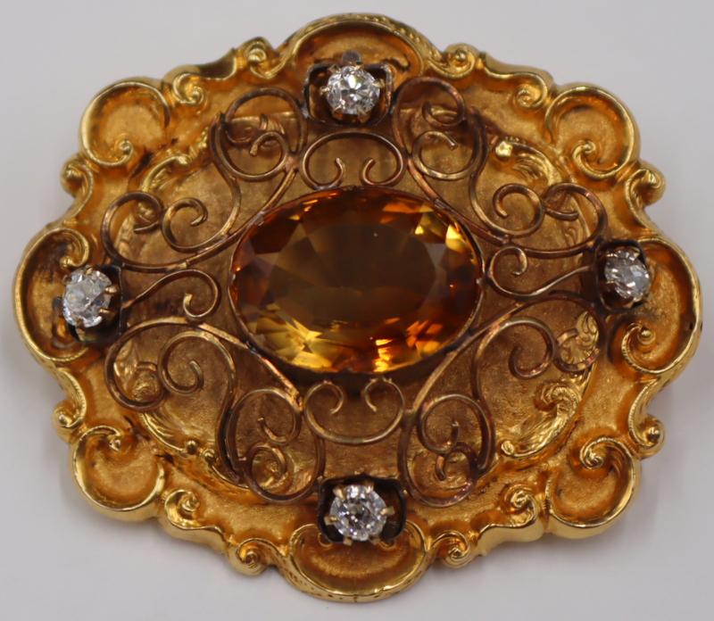 JEWELRY. 18kt Gold, Colored Gem and Diamond Brooch (1 of 10)