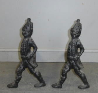 Pair of Figural Iron Andirons.: From a New Canaan, CT home.
