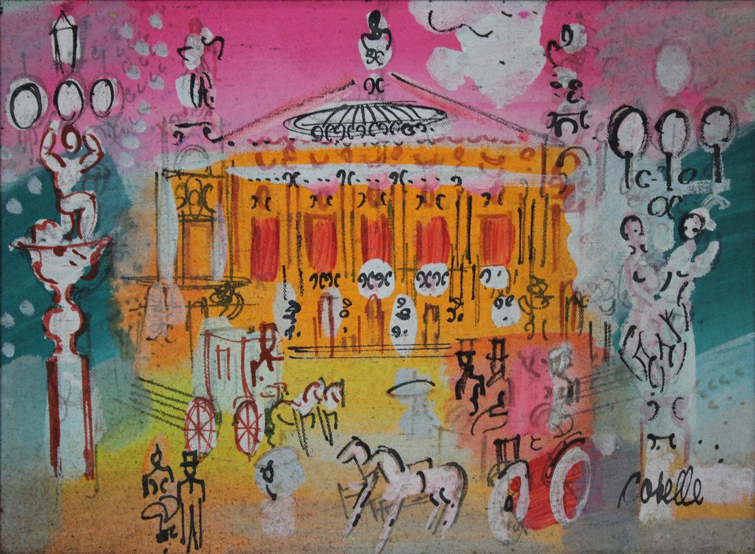 CHARLES COBELLE (U.S. / FRANCE, 1902-1998).: Park Scene. Oil on canvas. Signed lower right. From a Scarsdale, NY estate. - Dimensions: 12" h x 16" w. Frame: 20" h x 24" w.