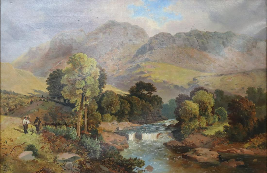 P. WESTON? OIL ON CANVAS. LANDSCAPE. (1 of 4)