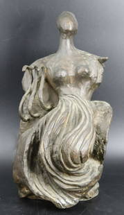 LAZZARO DONATI  (ITALY, 1926-1977).: Mermaid?. Bronze sculpture with brown patina. Signed and numbered. From a Hollis, Queens, NY estate collection.