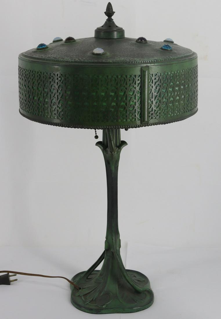 Arts & Crafts Patinated Metal Table Lamp. (1 of 13)