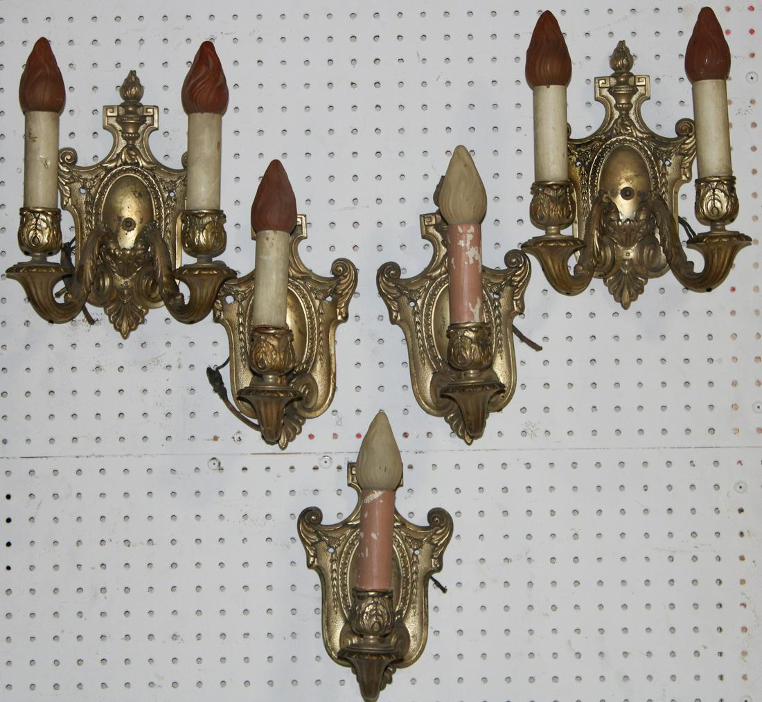 5 Silvered Metal Art Deco Sconces. (1 of 16)