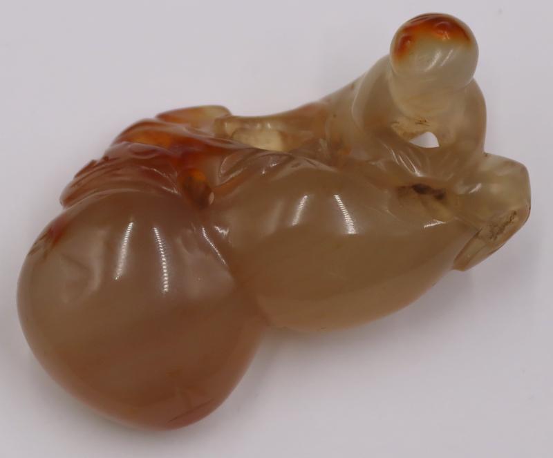 Chinese Carved Agate Pendant of a Monkey. (1 of 10)